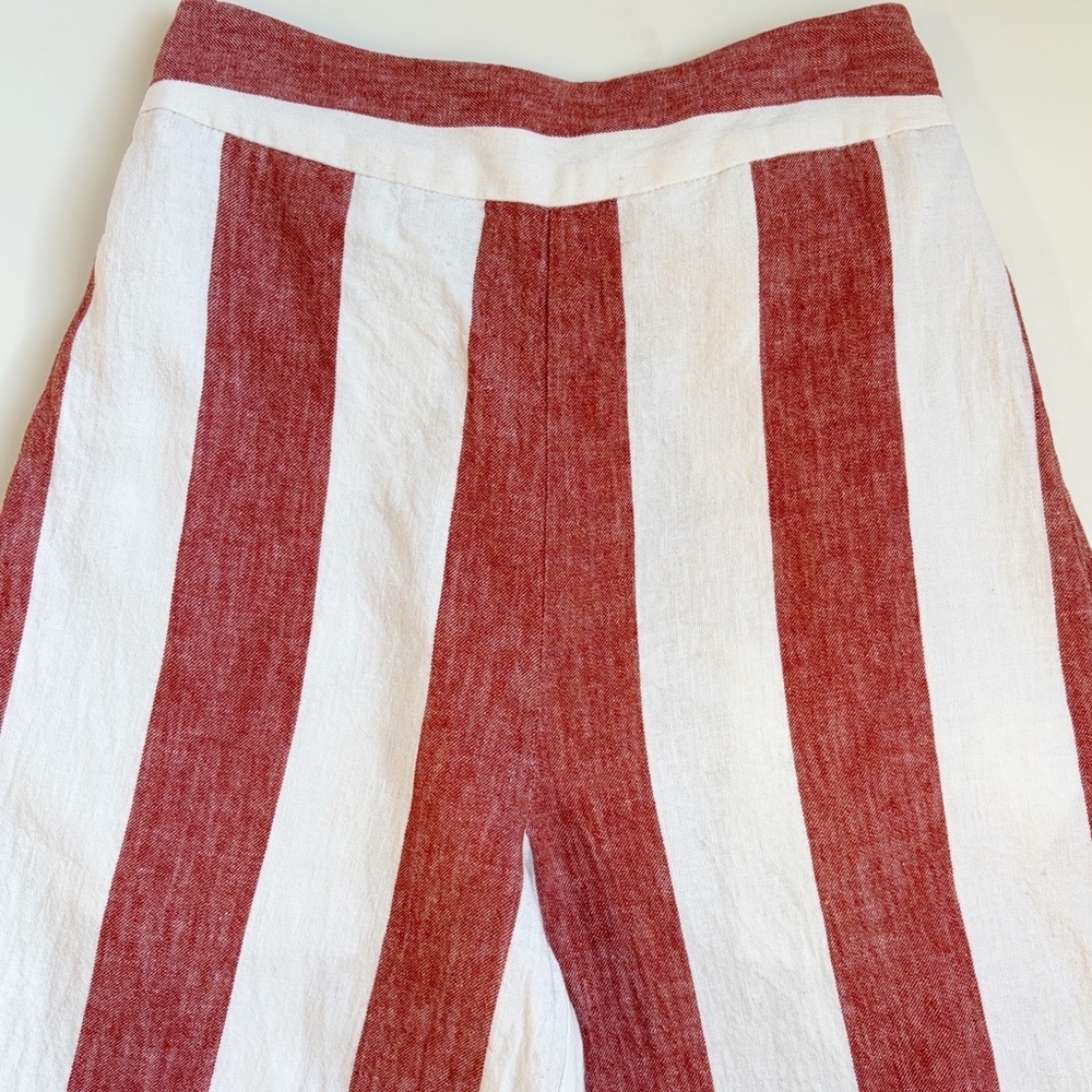 Madewell Huston Pull On Crop Pants Stripe Linen Blend XXS - Picture 9 of 10